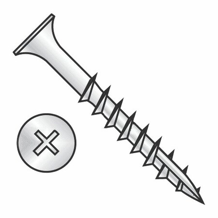 Deck Screw, #8 x 1-1/4 in, Steel, Flat Head, Phillips Drive, 2500 PK